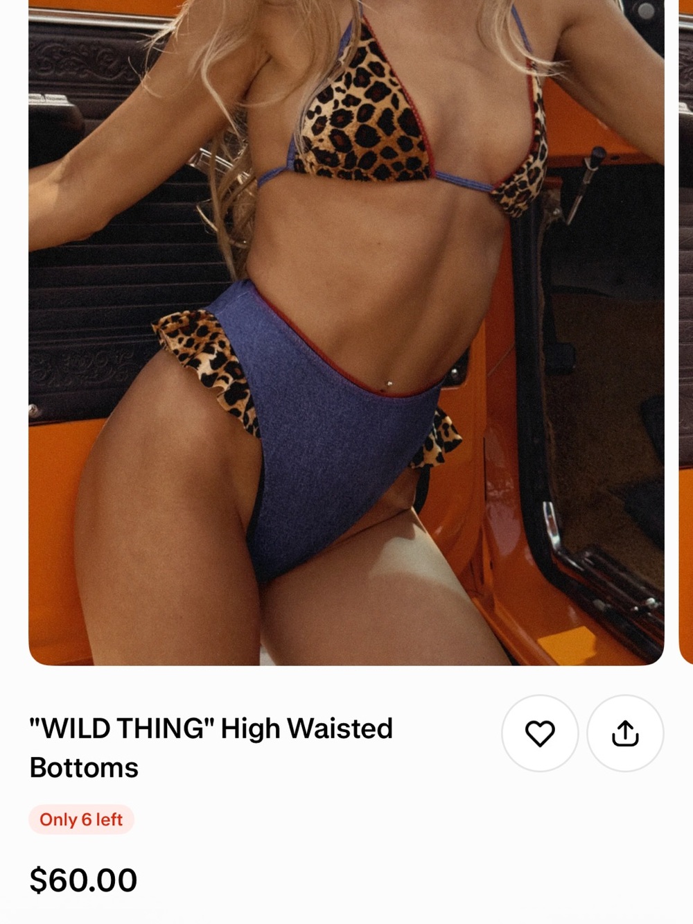 Badwood Wild Thing high waisted bottoms size Lrg NWT